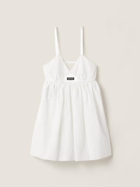 Miu Miu Slubbed poplin and eyelet lace mini-dress