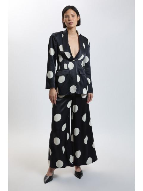 KAREN MILLEN Petite Tailored Satin Printed Polka Dot Trouser