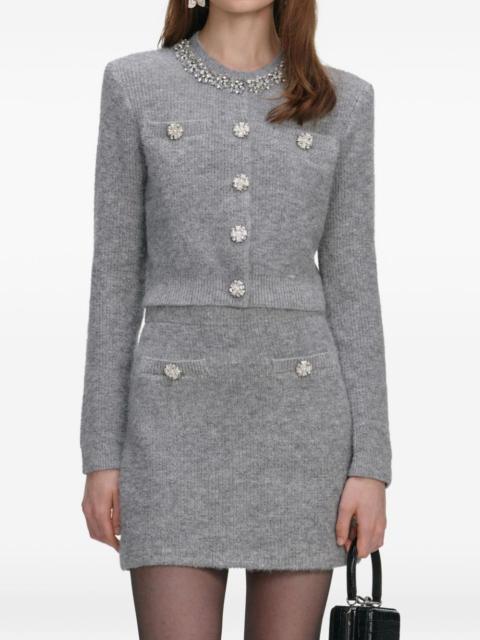 self-portrait crystal-embellishment cardigan