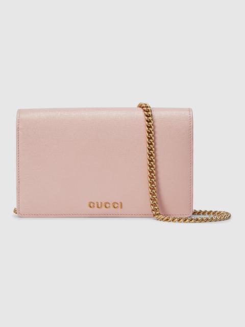 Chain wallet with Gucci script