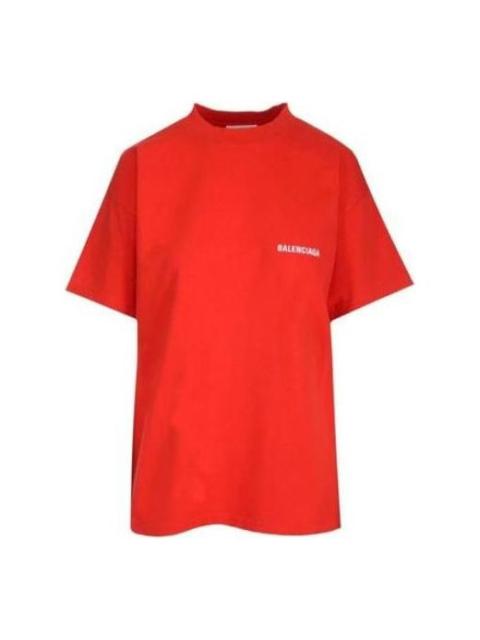 BALENCIAGA (WMNS) Balenciaga Logo Regular Fit T-Shirt 'Bright Red' 612965TMVF43168