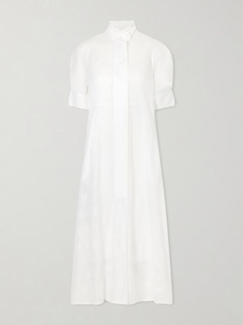 Thierry Colson Venetia Ruffled Broderie Anglaise Cotton Midi Dress