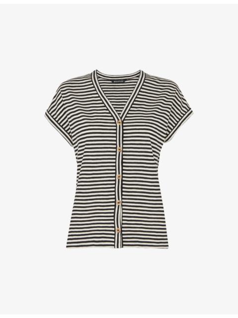 WHISTLES Jilly relaxed-fit striped cotton top