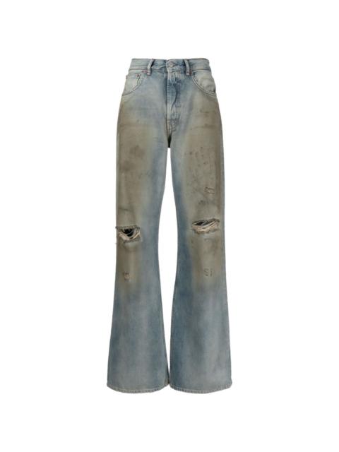Acne Studios ripped-detailing wide-leg jeans