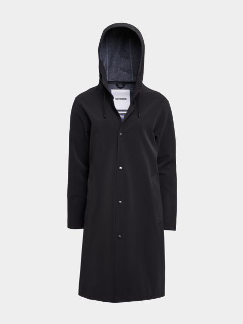 Stockholm Long Matte Print Raincoat Black