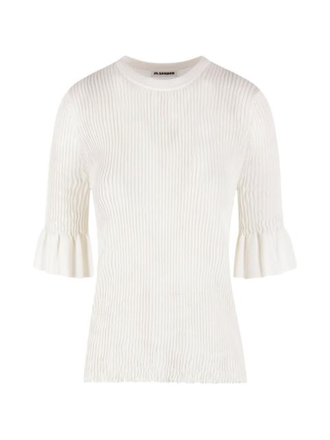Jil Sander ruffled ribbed top