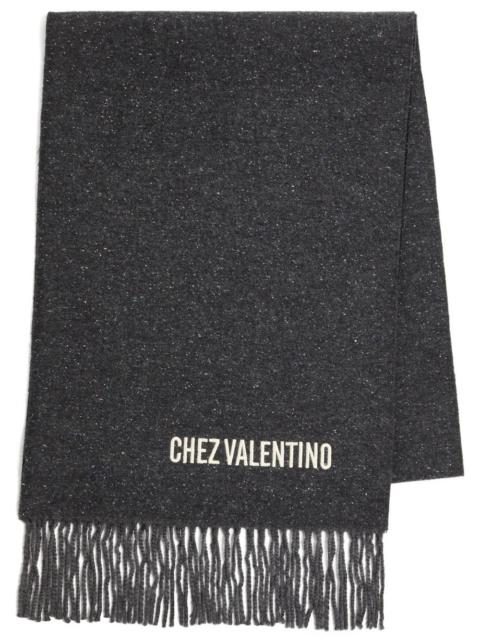 Valentino WOOL SCARF WITH VLOGO EMBROIDERY