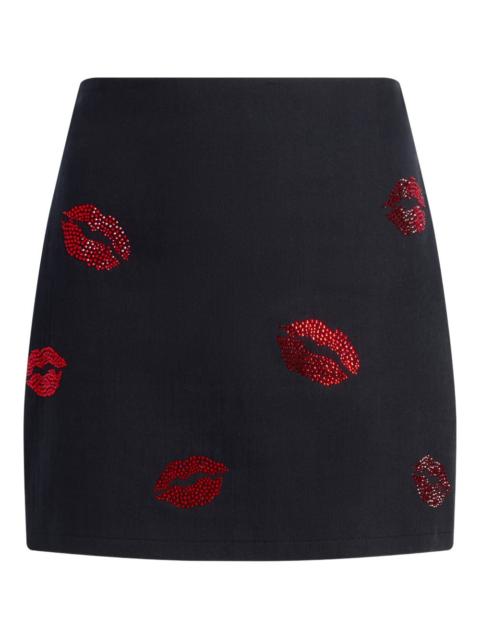Cinq à Sept embellished denim mini skirt