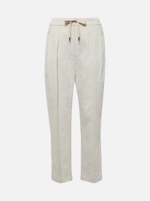 Cotton and linen gabardine straight pants