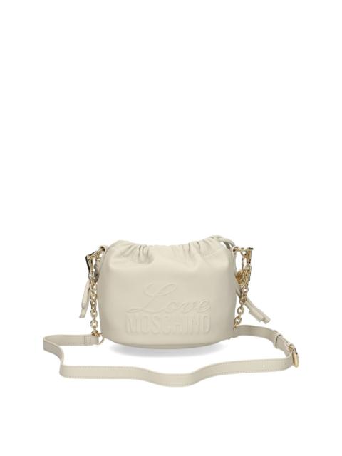 Moschino braided-handle embossed-logo shoulder bag