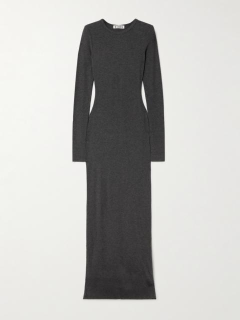 ÉTERNE Long Sleeved Crew Neck Ribbed Stretch-jersey Maxi Dress