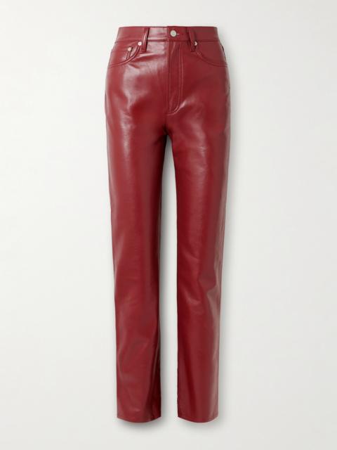 AGOLDE &39;90s Pinch Waist Long Recycled Leather-blend Straight-leg Pants