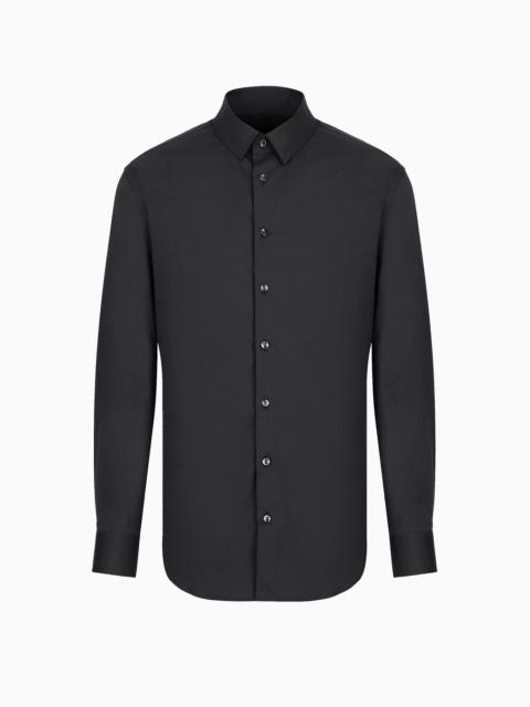 GIORGIO ARMANI Plain-knit stretch cotton shirt