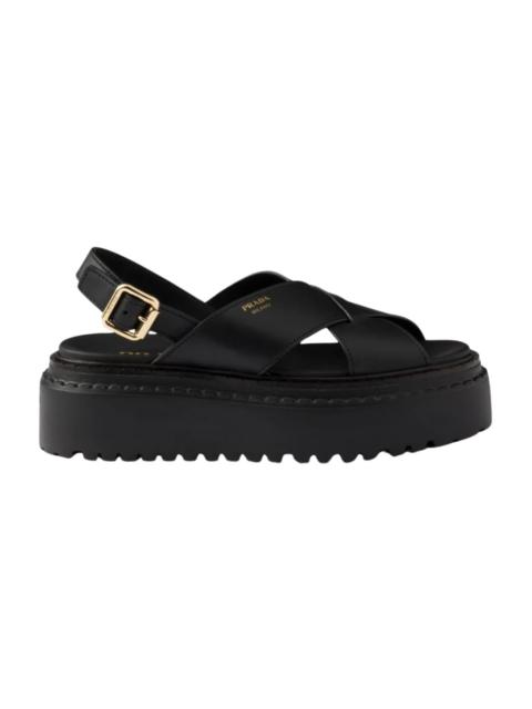 Prada BLACK HEELED SANDALS WITH BUCKLE DETAIL
