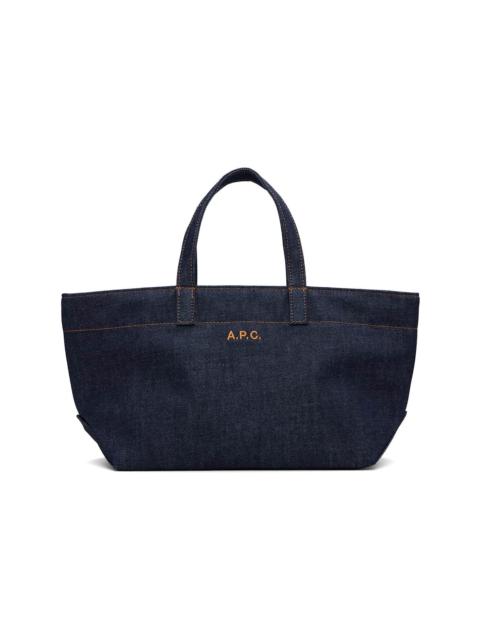 A.P.C. Navy Drummer Toile Small Tote