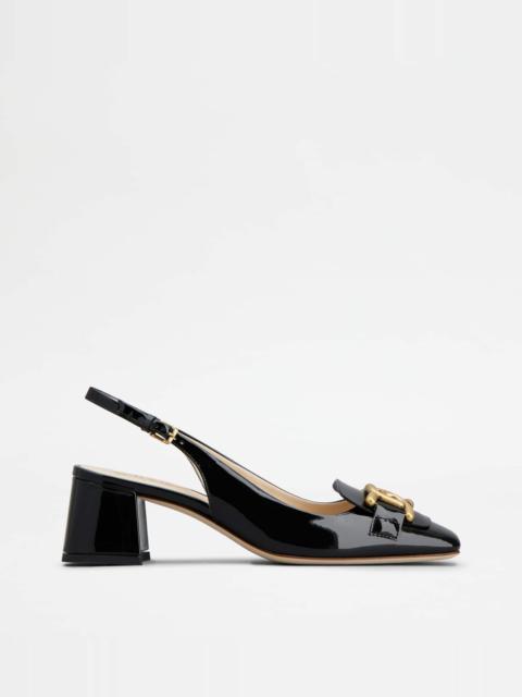 Tod's KATE SLINGBACK PUMPS IN PATENT LEATHER - BLACK
