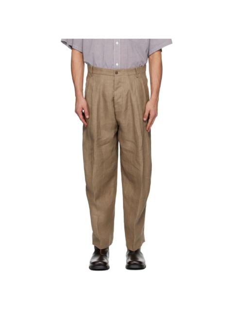 HED MAYNER Brown Linen Trousers