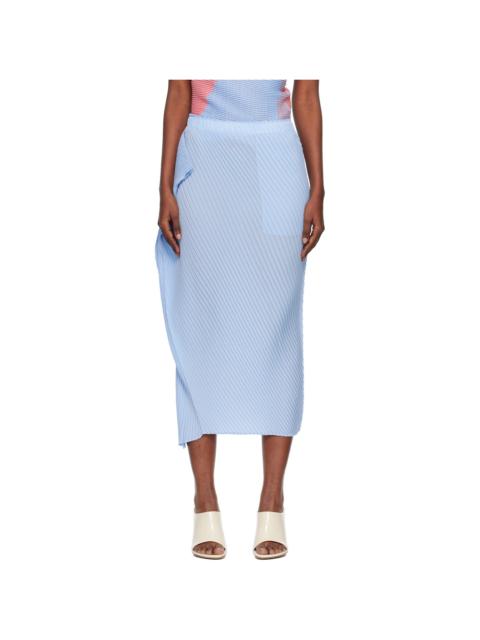Blue Soft Fold Pleats Midi Skirt
