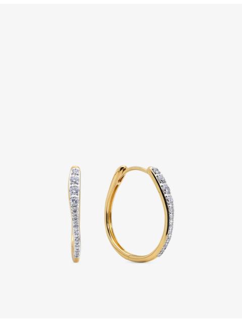 MONICA VINADER Riva Medium 18ct Yellow Gold-Plated Vermeil Sterling-Silver and 0.35ct Lab-Grown Diamond Hoop Earrin