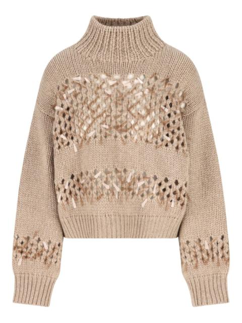 openwork ribbed sweater