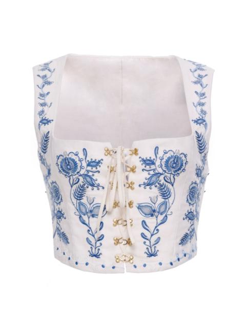Agua by Agua Bendita Cornalina Floritura top