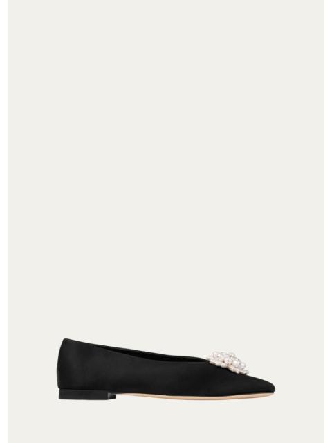 JIMMY CHOO Ines Pearly Satin Ballerina Flats