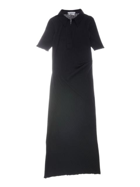Helmut Lang Ribbed Knit Polo Midi Dress
