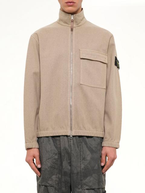 Stone Island 1200033 Nylon Zip-Up Shirt in Biscuit