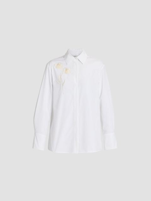 Erdem EMBROIDERED COTTON POPLIN LONG SLEEVE SHIRT