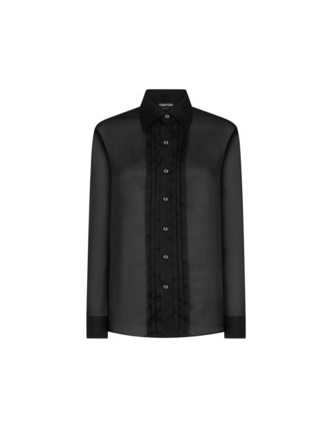 TOM FORD SILK SHIRT WITH PLISSE PLASTRON