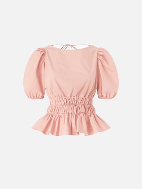 PINKO CROPPED TOP WITH RUFFLES AND OPEN BACK