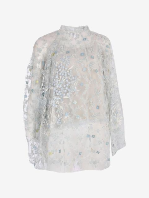 BIYAN Sehati beaded embroidered light-blue blouse