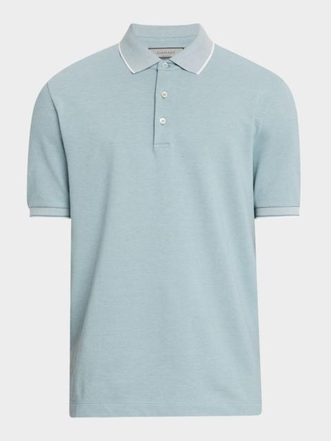 Canali Men's Two-Tone Pique Polo Shirt