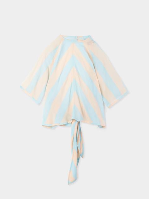 SUNNEI BACK WRAP T-SHIRT / pink & azure stripes