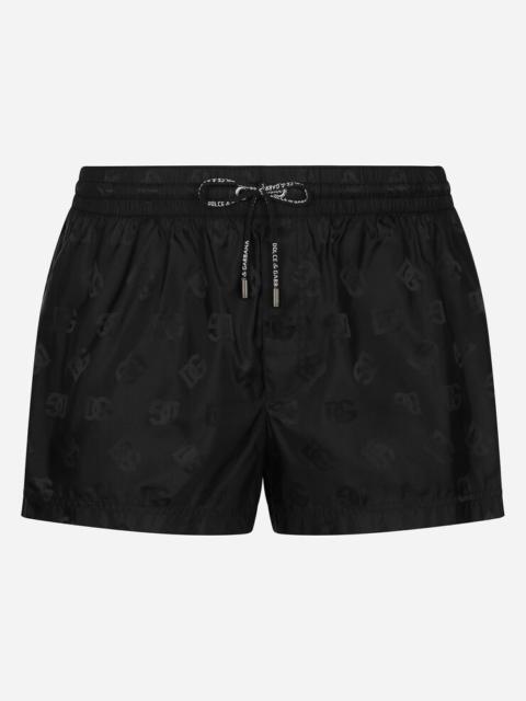 Dolce & Gabbana Short swim trunks with jacquard DG Monogram
