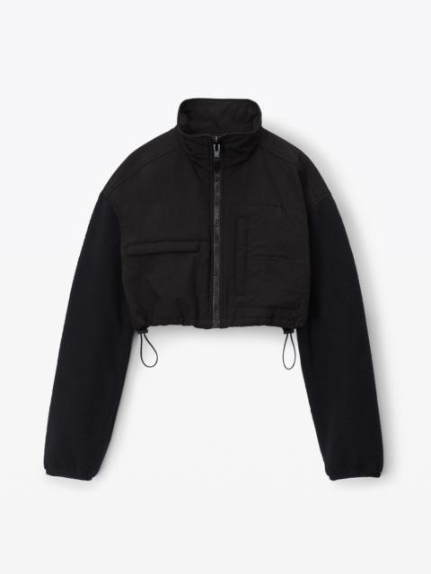 cropped zip-up jacket in teddy fleece