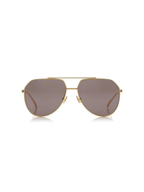 Bottega Veneta Aviator-Frame Metal Sunglasses gold