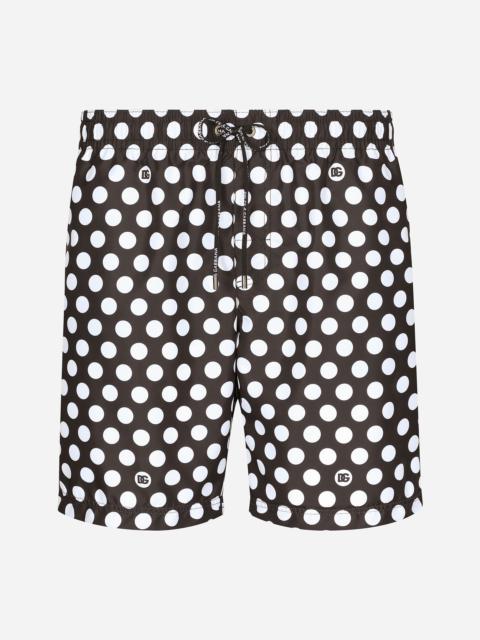 Mid-rise swim trunks with polka-dot print