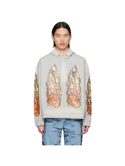 WHO DECIDES WAR Gray Flame Glass Hoodie