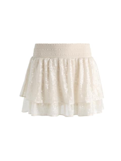 Alice + Olivia BETHIE SEQUIN MINI SKORT - OFF WHITE