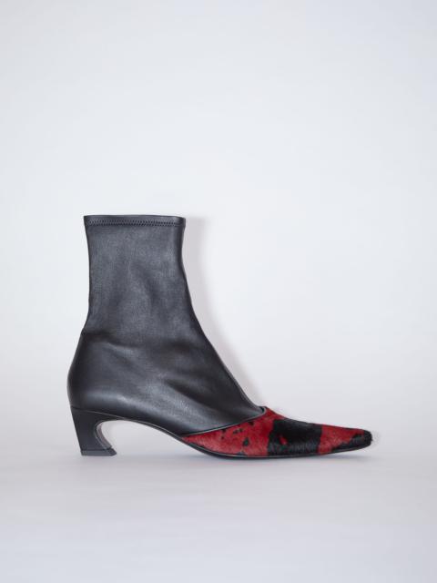 Acne Studios Leather pony heeled ankle boots - Black/red