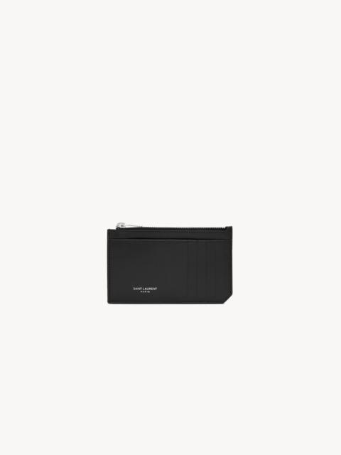 SAINT LAURENT PARIS FRAGMENTS LARGE ZIP CARD CASE IN SMOOTH LEATHER