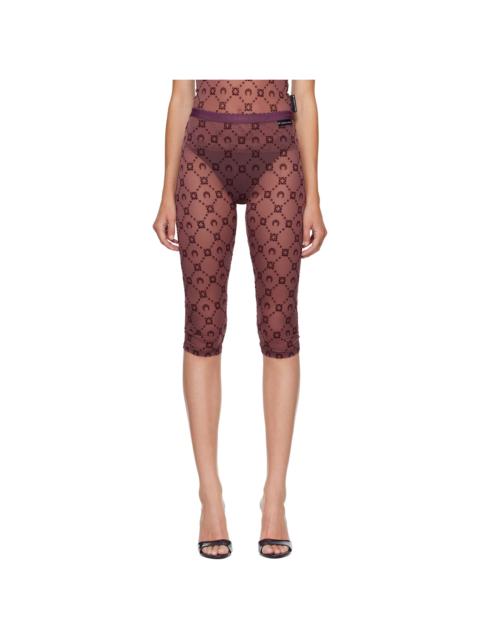Marine Serre Burgundy Moonogram Mesh Flock Capri Leggings