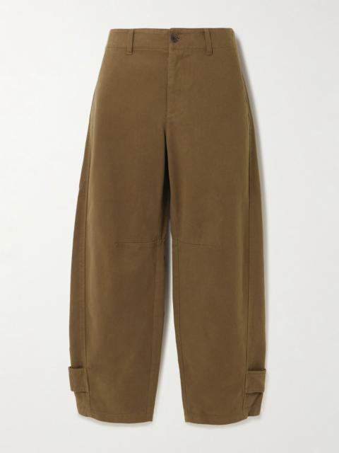 FRAME The Twisted cotton-twill tapered pants Light brown