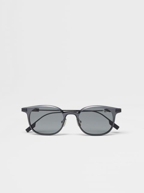 ZEGNA DARK SILVER ALUMINIUM SUNGLASSES