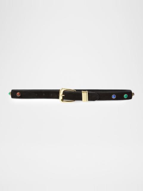 VERONICA BEARD Stone-Embellished Suede Belt