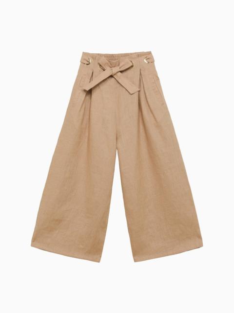 Ivory linen trousers with bow