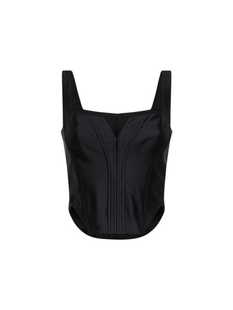 self-portrait Black taffeta corset top