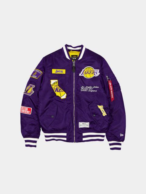 ALPHA INDUSTRIES LOS ANGELES LAKERS X ALPHA X NEW ERA MA-1 BOMBER JACKET (PURPLE)