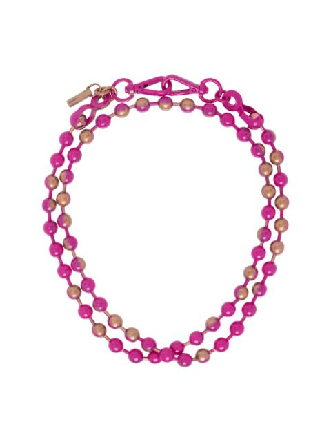 We11done Pink & Bronze Colored Ball Chain Necklace